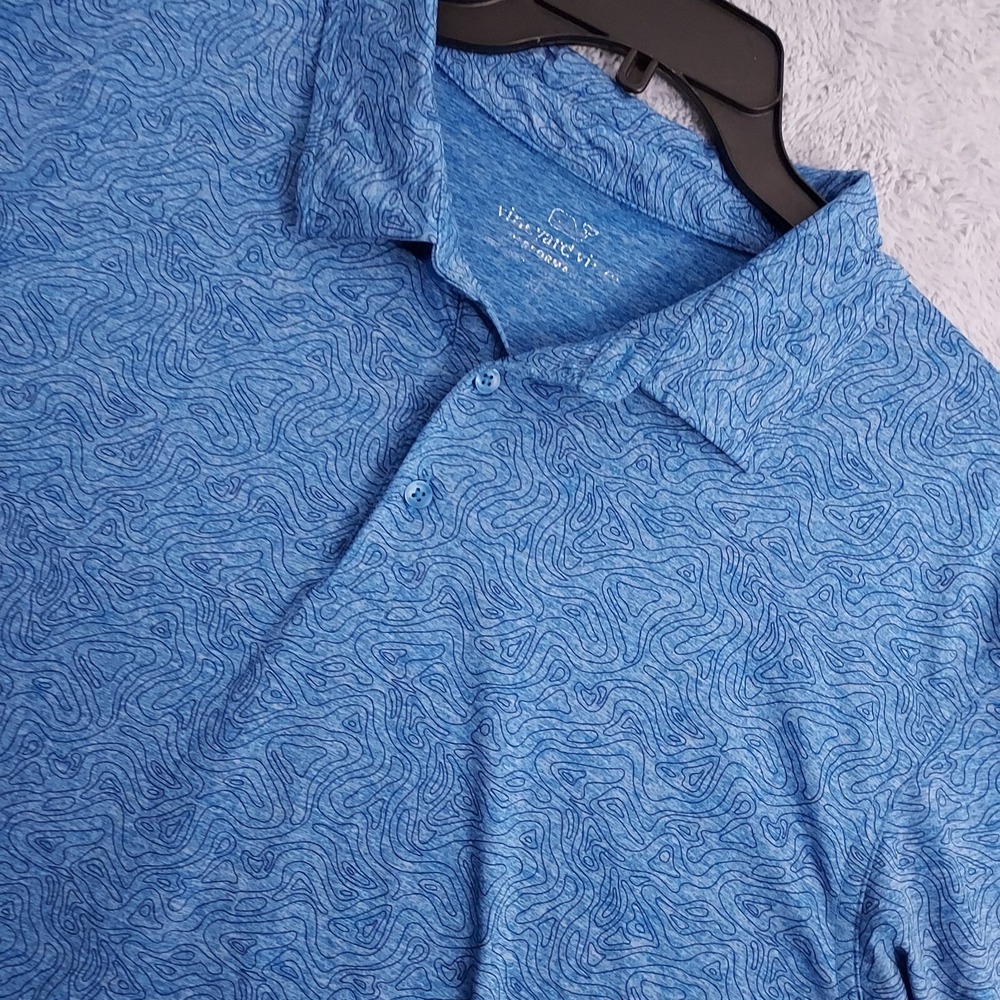 Vineyard Vines Performance Polo Shirt Mens Extra Large Geometric Blue Stretch XL